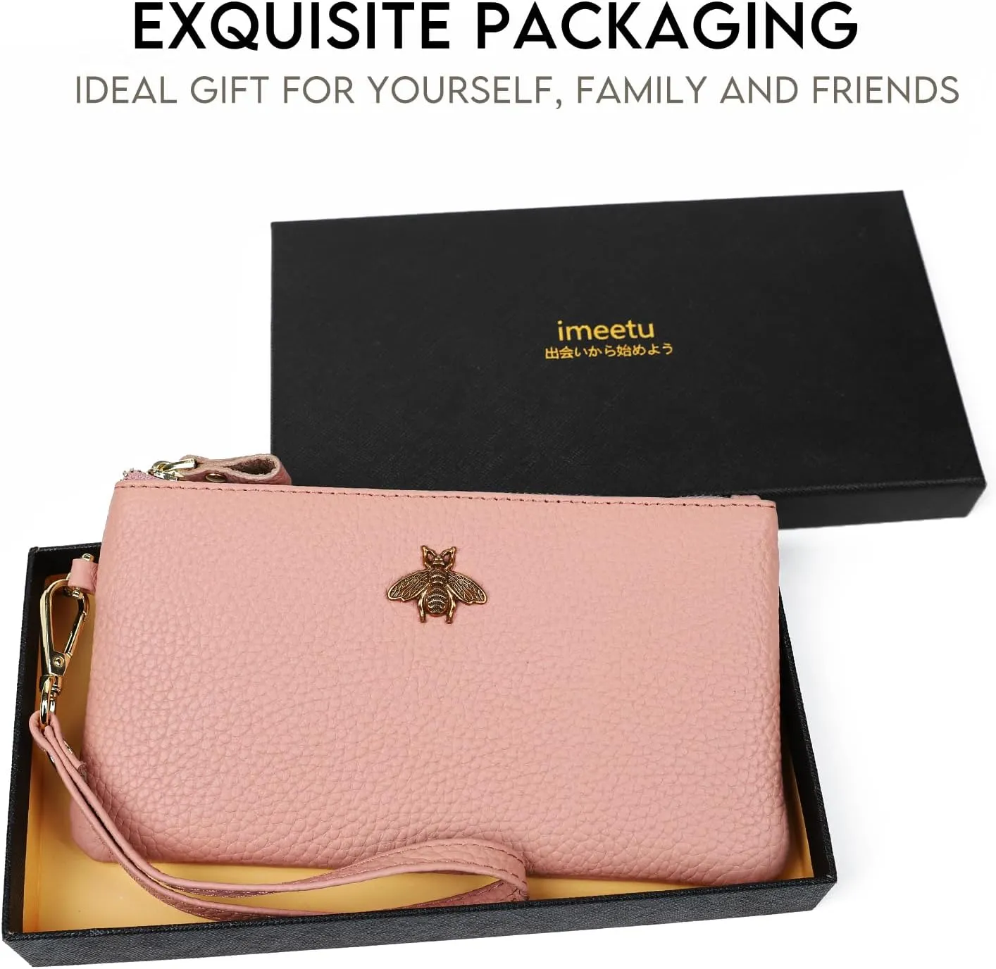 imeetu Women's Wristlet Clutch Purse Leather Cell Phone Wallet Handbag with Wrist Strap