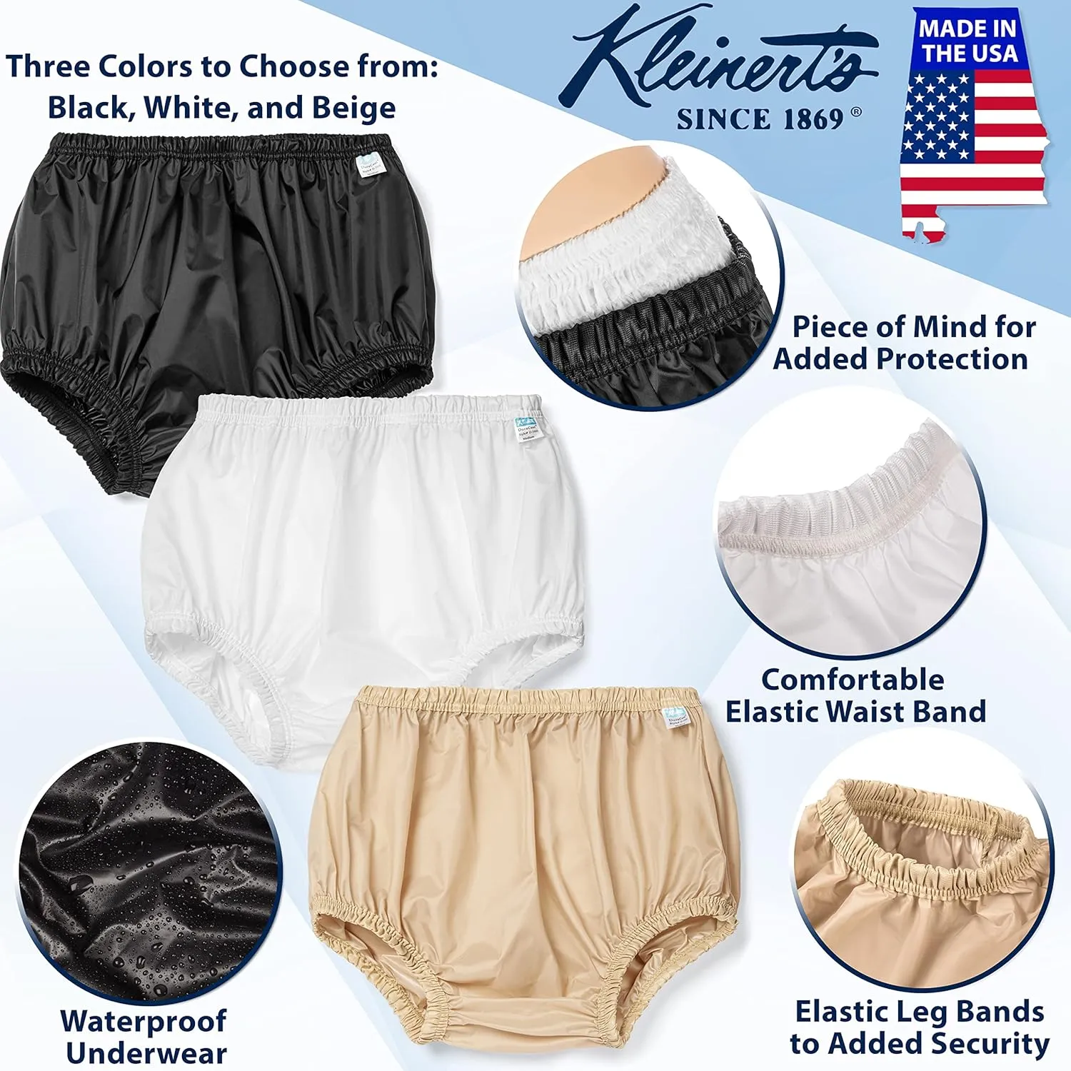 Incontinence Leak-Protection, Washable Pull-On Cover Pant, Advanced-Cool-Lightweight-Durable- Kleinert's (Beige,Medium)