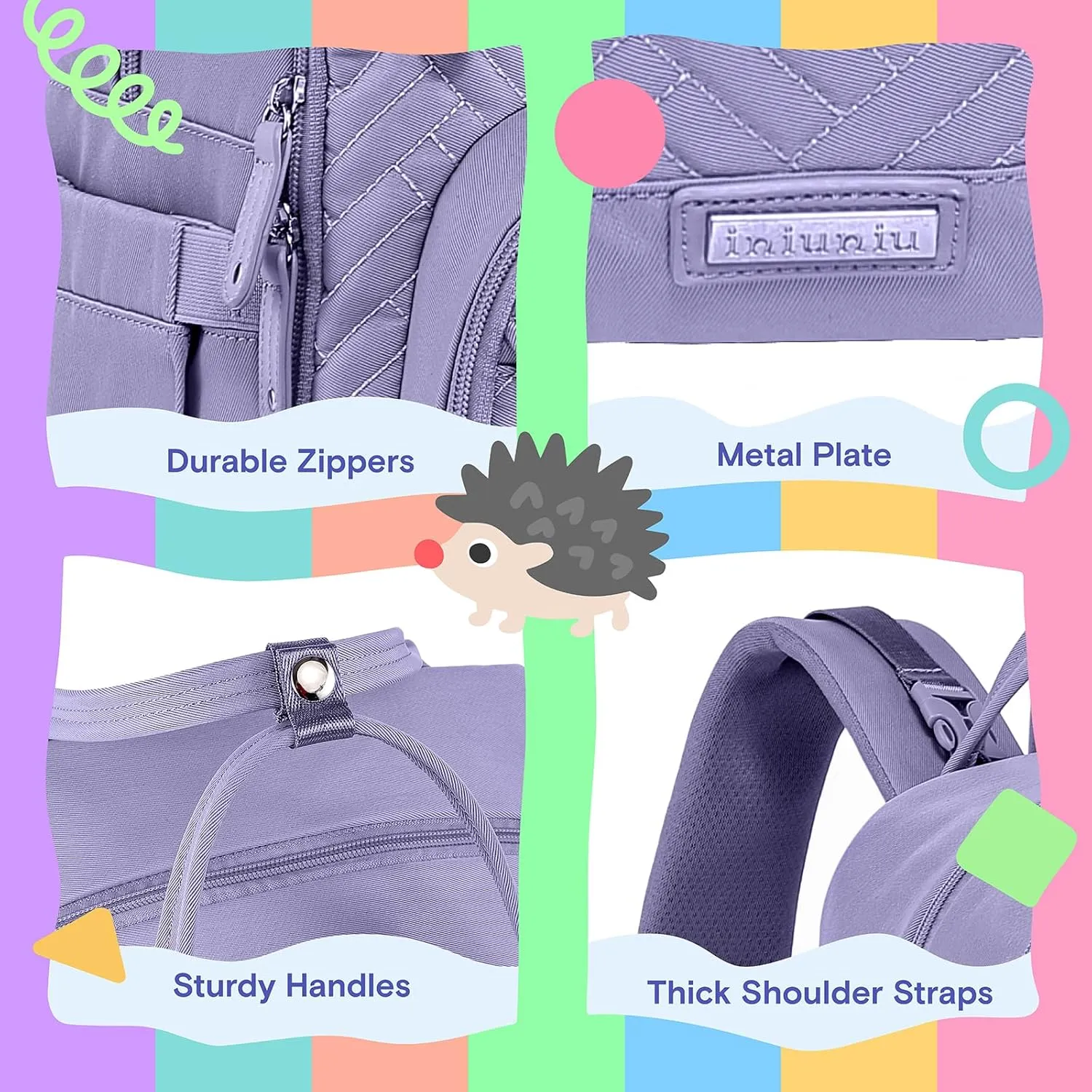 iniuniu Diaper Bag Backpack, 4 in 1 kit Large Unisex Baby Bags for Boys Girls, Waterproof Travel Back Pack with Diaper Pouch, Washable Changing Pad, Pacifier Case and Stroller Straps, Taro Purple