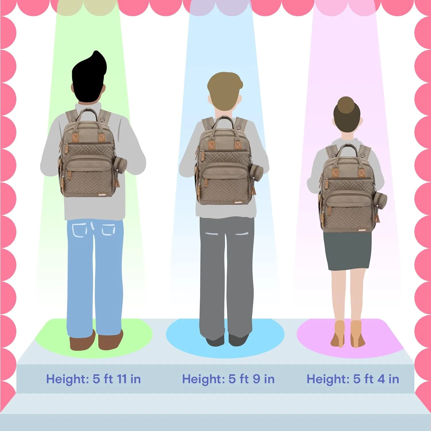 iniuniu Diaper Bag Backpack, Large Unisex Baby Bags for Boys Girls, Waterproof Travel Back Pack with Diaper Pouch, Washable Changing Pad, Pacifier Case and Stroller Straps, Khaki