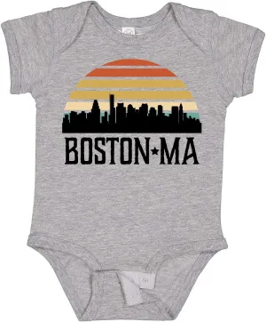 inktastic Boston Massachusetts Skyline Sunset Baby Bodysuit