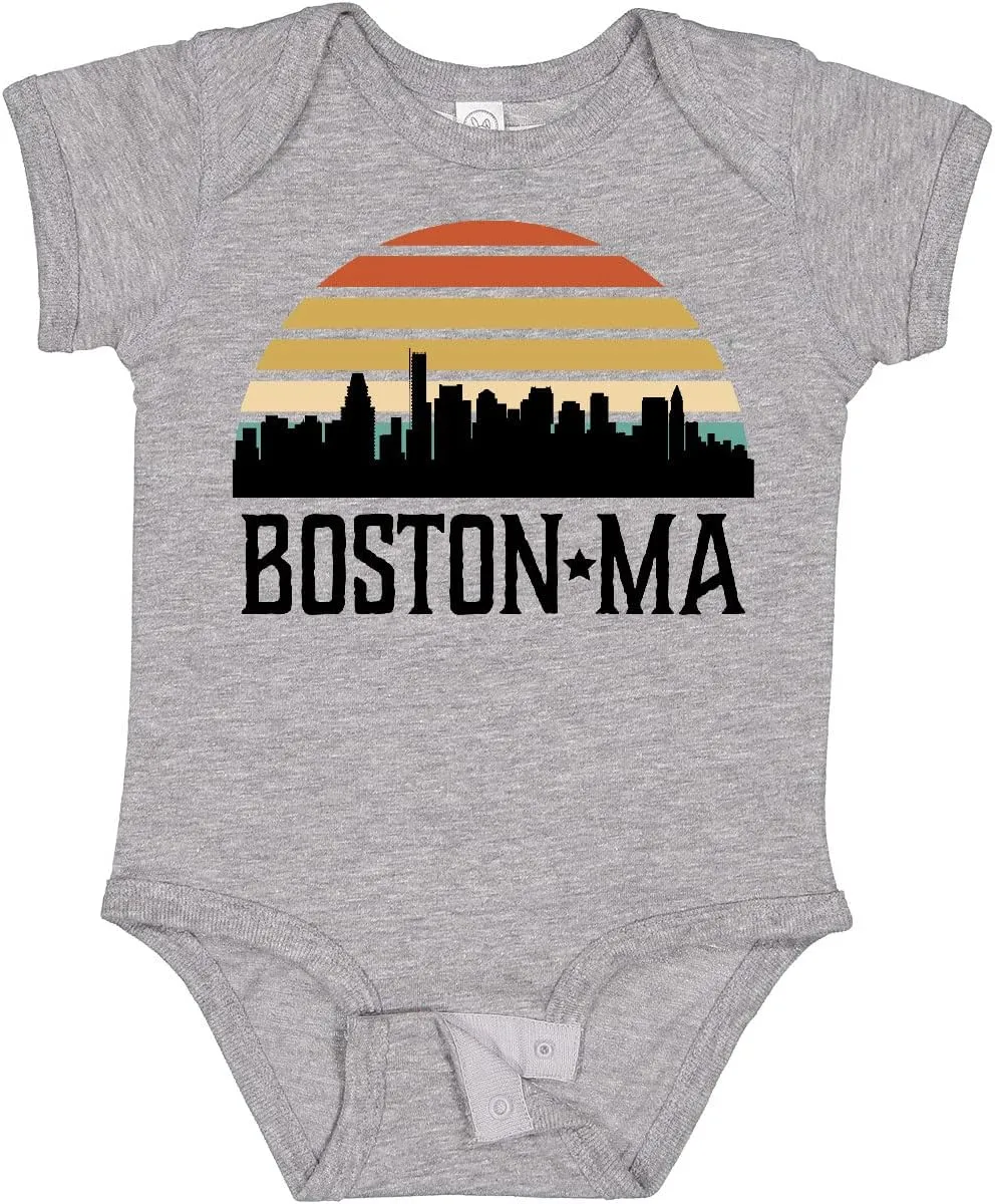 inktastic Boston Massachusetts Skyline Sunset Baby Bodysuit