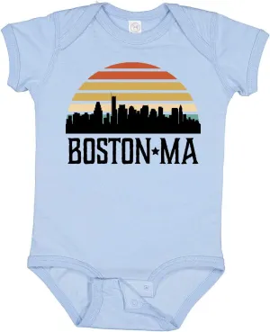 inktastic Boston Massachusetts Skyline Sunset Baby Bodysuit