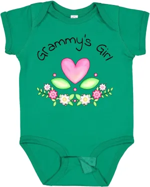 inktastic Grammy's Girl- Heart Flowers Baby Bodysuit