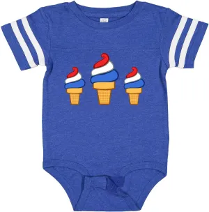 inktastic Red White and Blue Ice Cream Cones Baby Bodysuit