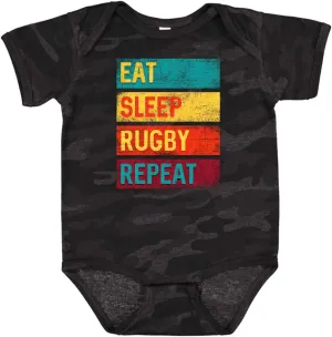 inktastic Rugby Player Eat Sleep Rugby Repeat Baby Bodysuit