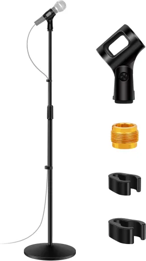 InnoGear Mic Stand, 2 Pack Microphone Stand Floor Detachable Boom Mic Arm Stands with Weighted Base, Height Adjustable from 34" to 60" for Blue Yeti HyperX QuadCast Shure SM58 Samson Q2U Fifine K669B