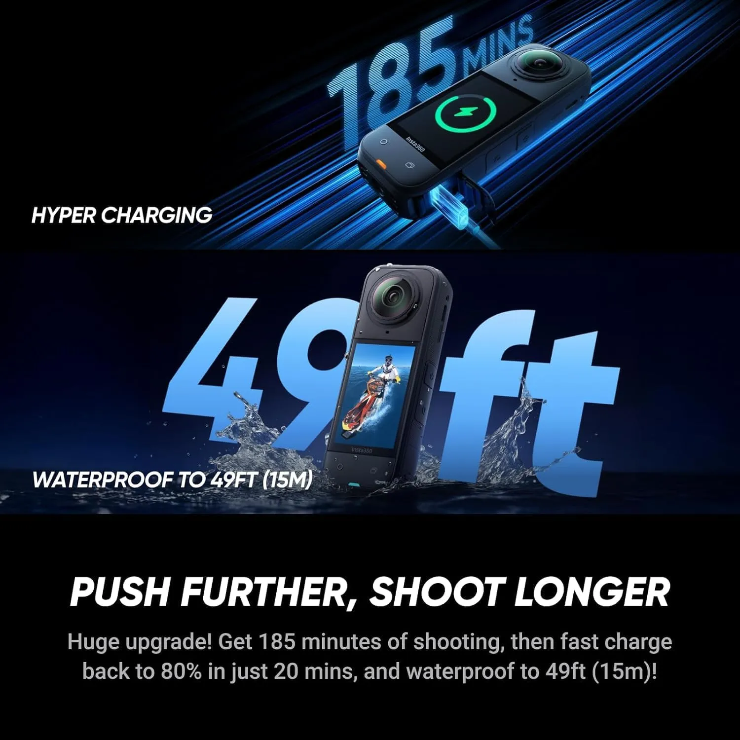 insta360 X5 - Waterproof 360 Action Camera with 1/1.28" Sensors, 8K 360 HDR Video, 72MP Photo, 4K60fps Single-Lens, Enhanced Low Light Performance, User-Replaceable Upgraded Lenses (256GB)