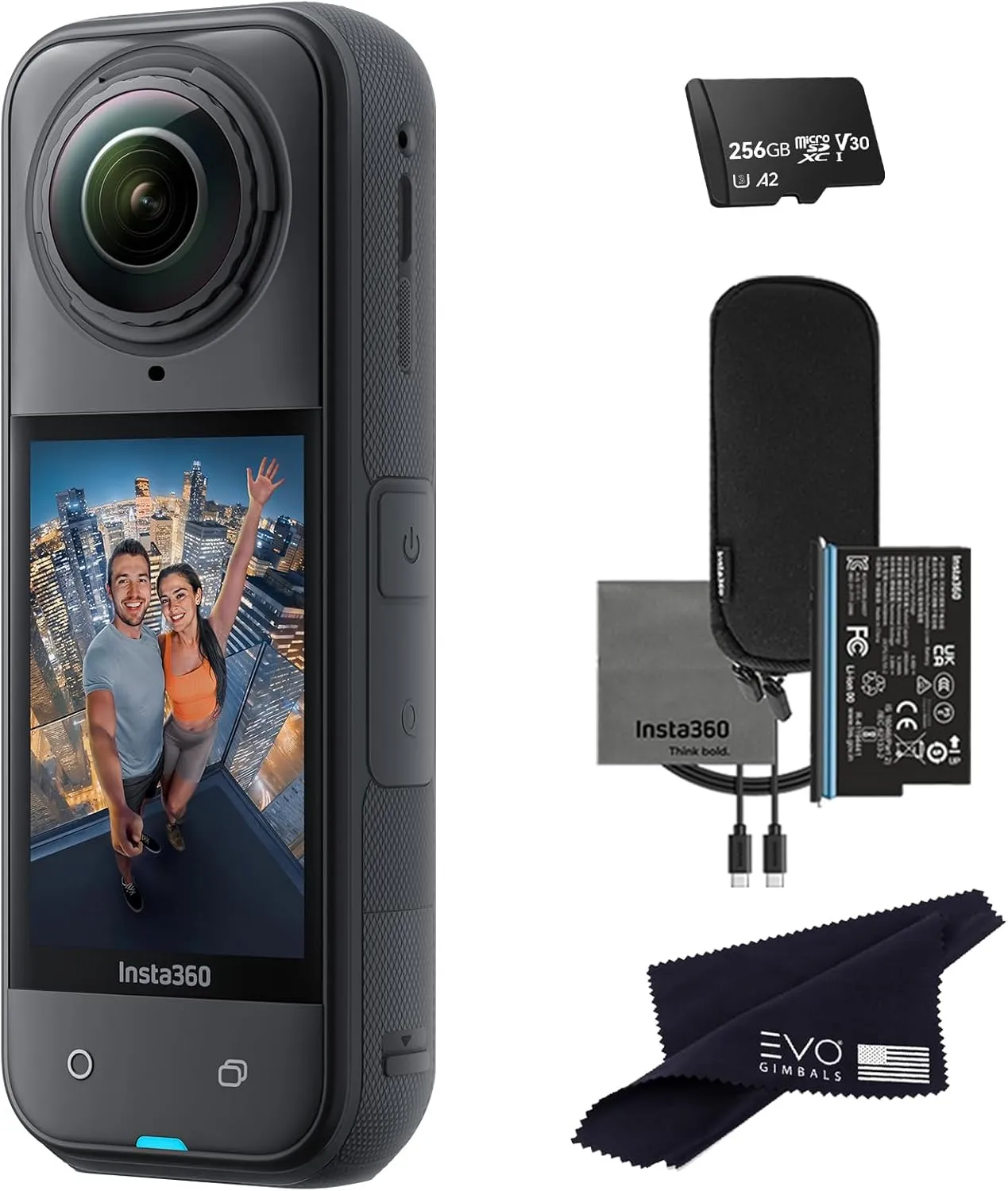 insta360 X5 - Waterproof 360 Action Camera with 1/1.28" Sensors, 8K 360 HDR Video, 72MP Photo, 4K60fps Single-Lens, Enhanced Low Light Performance, User-Replaceable Upgraded Lenses (256GB)