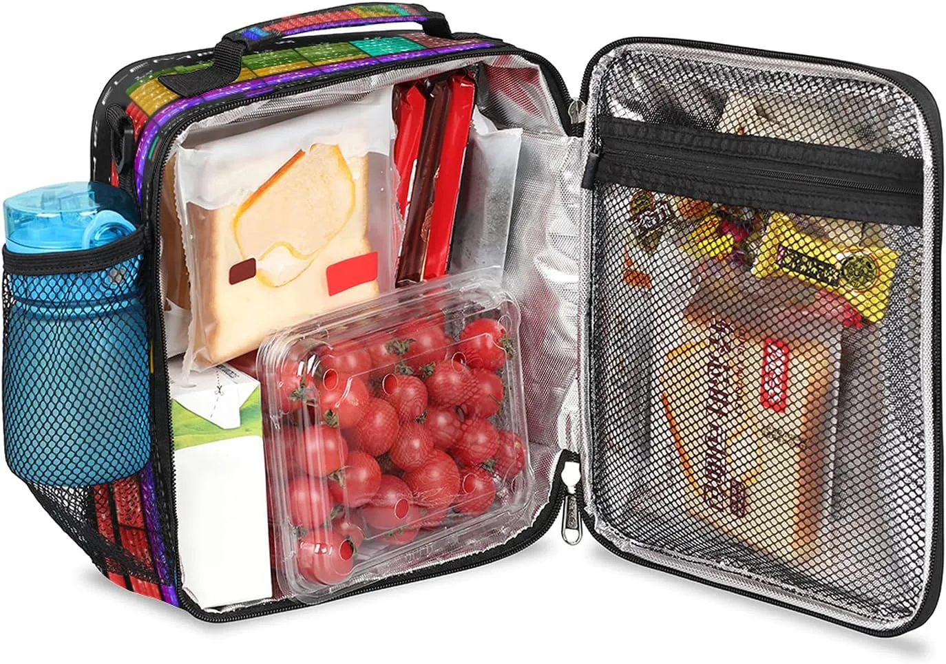 Insulated Lunch Bag for Women Men Periodic Table Pattern Lunch Box for Boys Girls Meal Prep Cooler Bag with Adjustable Shoulder Strap & Side Pocket for School Work