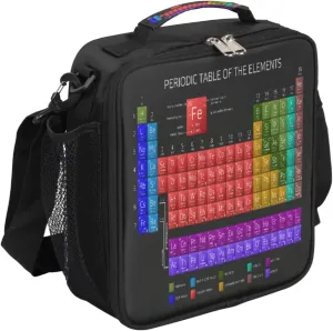 Insulated Lunch Bag for Women Men Periodic Table Pattern Lunch Box for Boys Girls Meal Prep Cooler Bag with Adjustable Shoulder Strap & Side Pocket for School Work