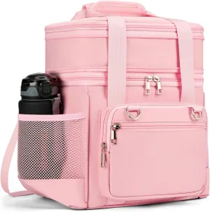 Insulated Lunch Box for Men/Women: Reusable Lunch Bag for Work Office Daytrip Picnic Beach - Leakproof Cooler Tote Bag Organizer for Adults - Pink