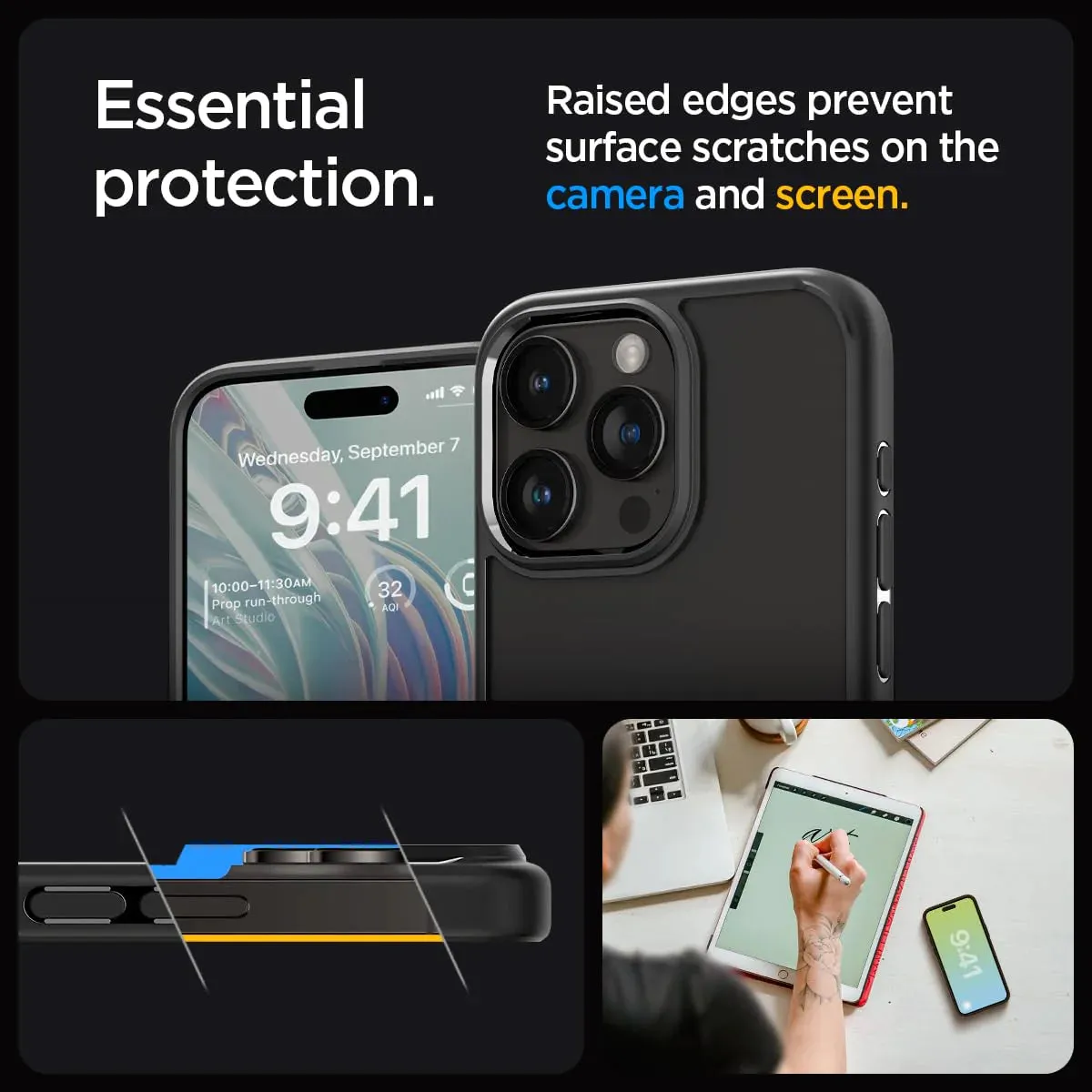 iPhone 15 Plus Ultra Hybrid TPU   Poly Carbonate Case - Black