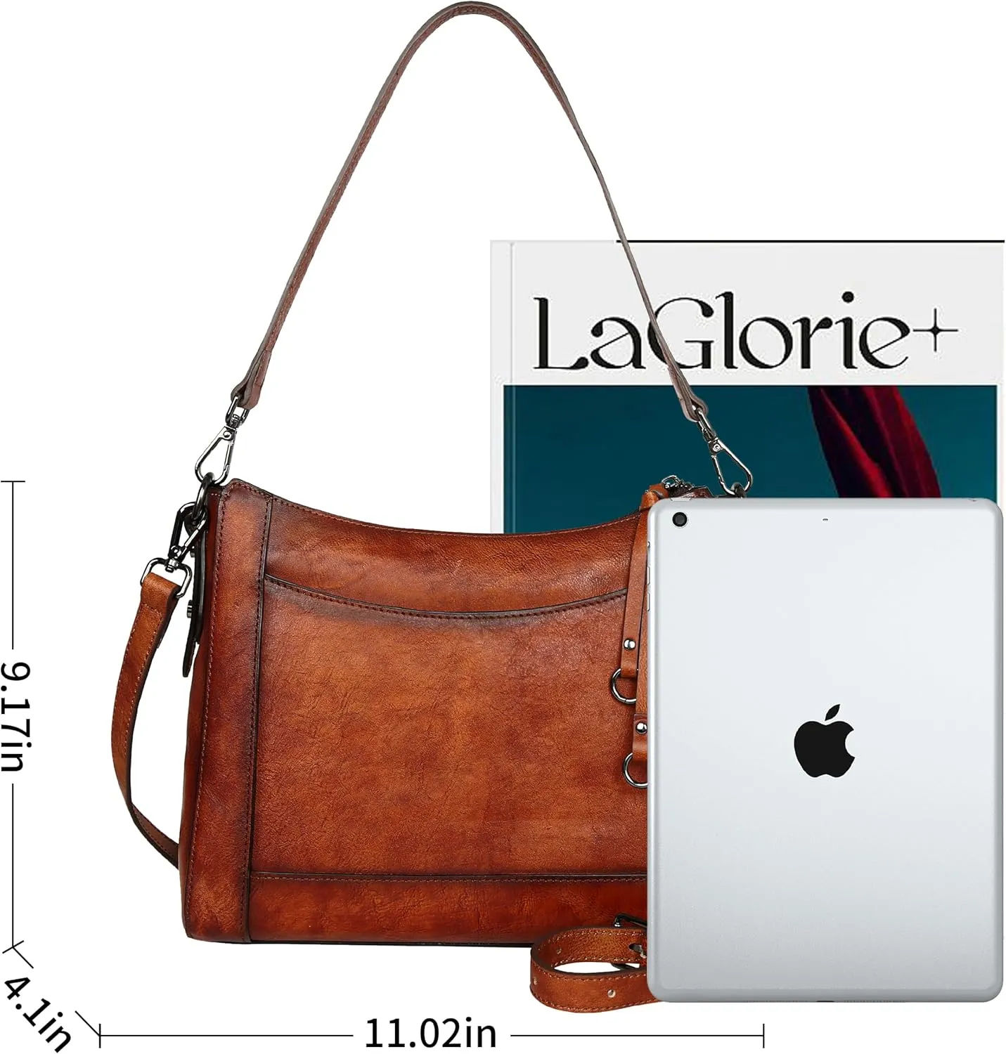 Iswee Genuine Leather Crossbody Bags for Women Satchel Purse Hobo Handbag Ladies Vintage Shoulder Bag Work