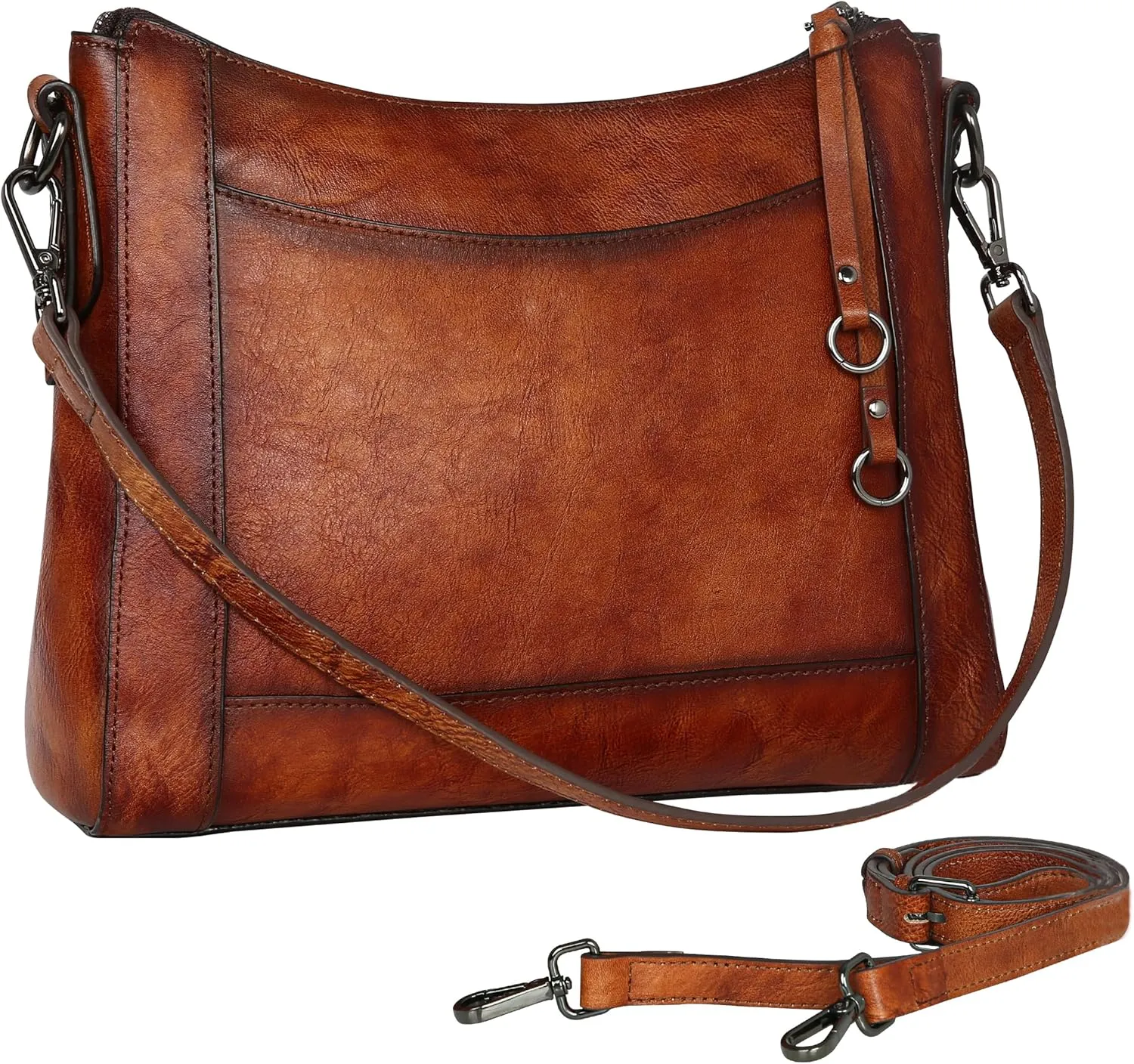 Iswee Genuine Leather Crossbody Bags for Women Satchel Purse Hobo Handbag Ladies Vintage Shoulder Bag Work