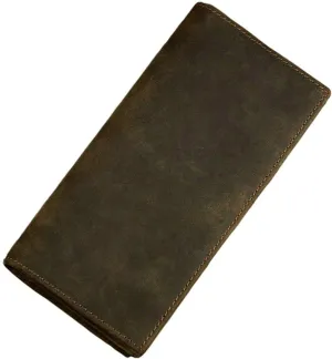 Itslife Men's RFID Vintage Look Genuine Leather Long Bifold Wallet Checkbook Wallets for Men
