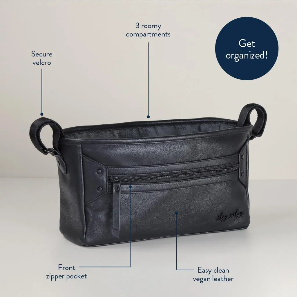 Itzy Ritzy Adjustable Stroller Caddy and Organizer Bag Featuring Front Zippered Pocket, 2 Built-in Interior Pockets & Adjustable Straps to Fit Nearly Any Stroller (Black)