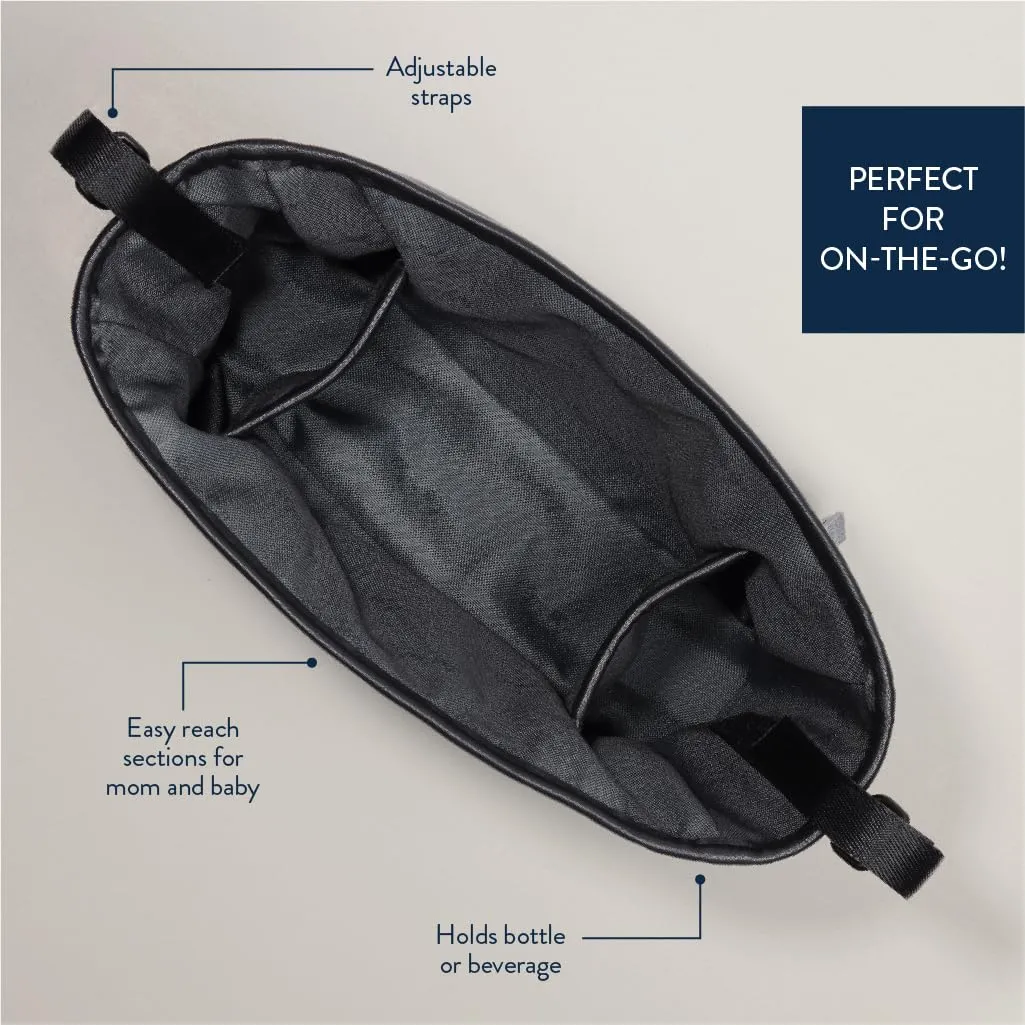 Itzy Ritzy Adjustable Stroller Caddy and Organizer Bag Featuring Front Zippered Pocket, 2 Built-in Interior Pockets & Adjustable Straps to Fit Nearly Any Stroller (Black)