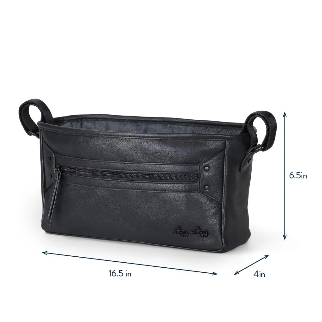 Itzy Ritzy Adjustable Stroller Caddy and Organizer Bag Featuring Front Zippered Pocket, 2 Built-in Interior Pockets & Adjustable Straps to Fit Nearly Any Stroller (Black)