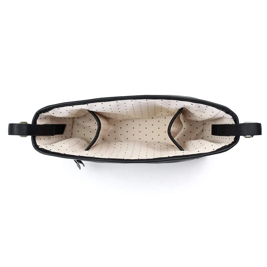 Itzy Ritzy Adjustable Stroller Organizer With Built-In Pockets, Zippered Pocket & Straps To Fit Any Stroller, Black with Gold Hardware