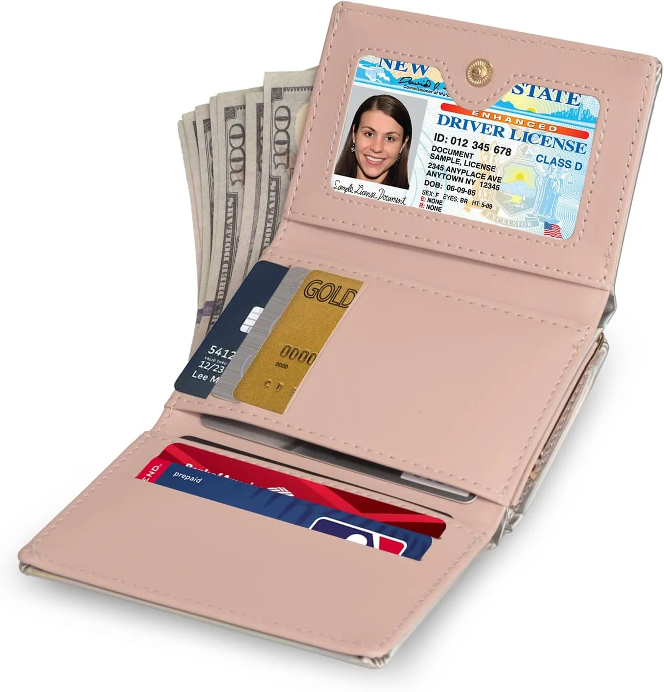 JANKS Small Wallet for Women Mini Laser Card Holder Case Iridescent Holographic Purse with Coin Pocket for Girls Ladies