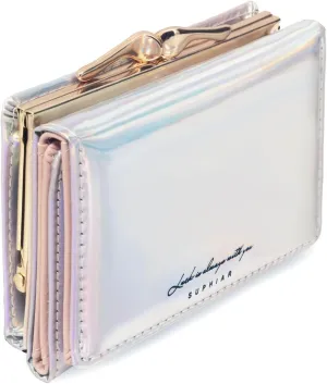 JANKS Small Wallet for Women Mini Laser Card Holder Case Iridescent Holographic Purse with Coin Pocket for Girls Ladies