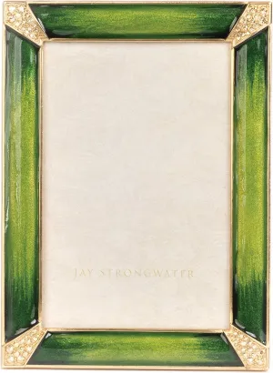 Jay Strongwater Leonard Pave Corner 4" x 6" Frame - Emerald