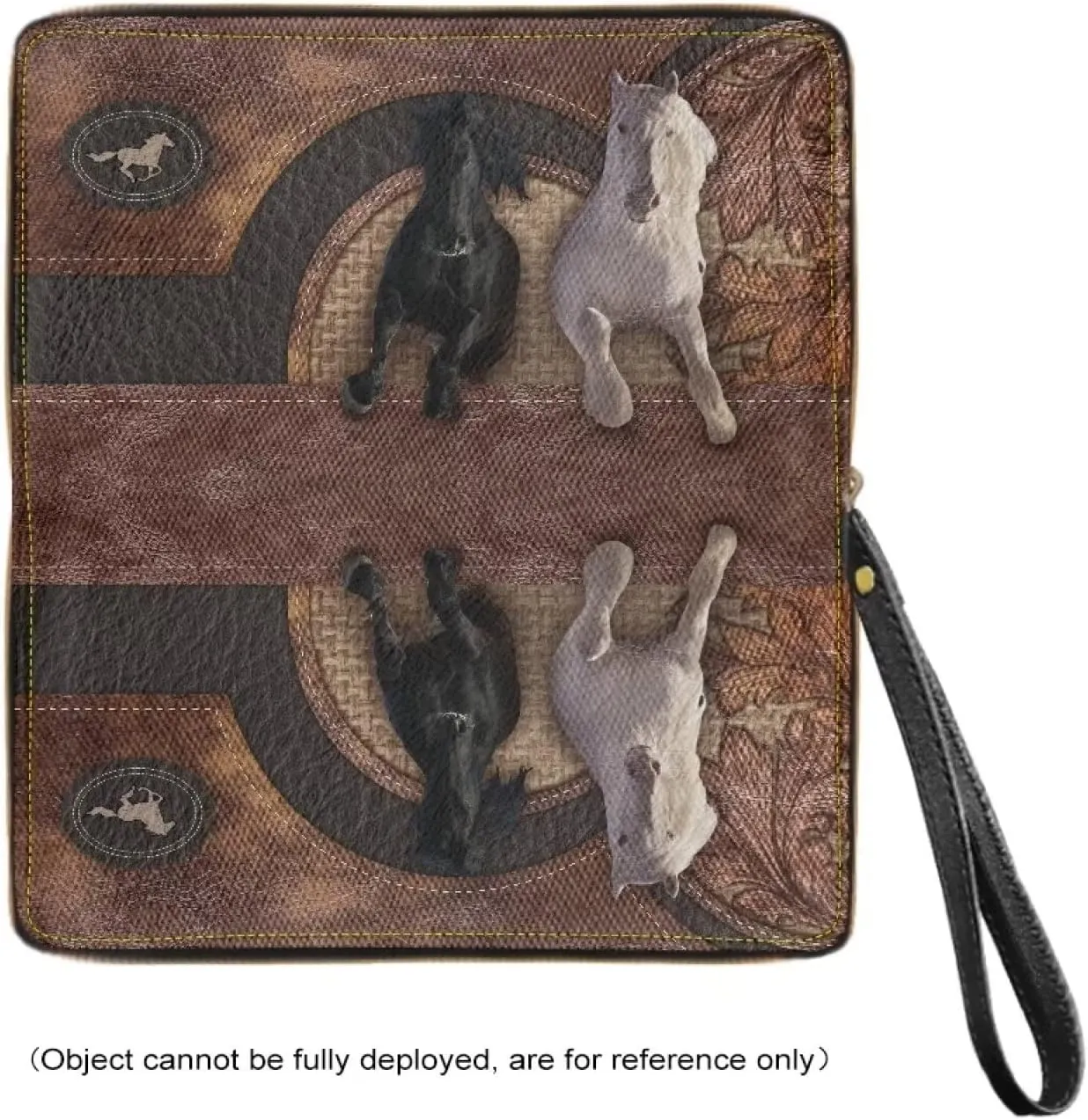 Jeiento Horse Long Wallet for Women Slim Purse PU Leather Clutch Zip Around Cards Phone Holder,Brown