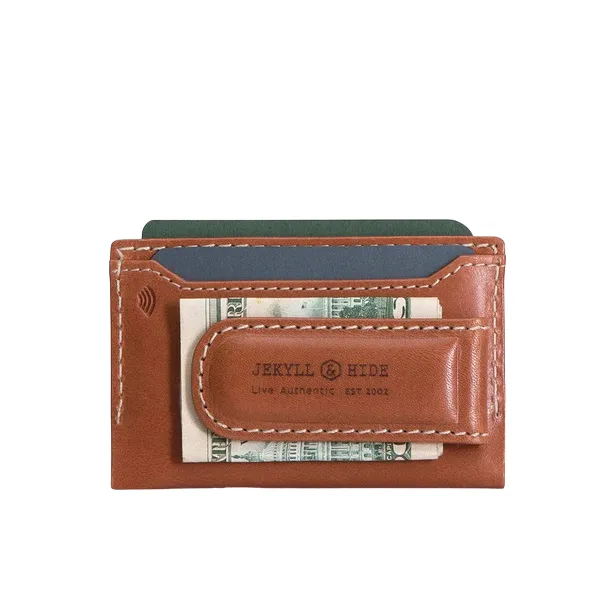 JEKYLL & HIDE ROMA MONEY CLIP CARD HOLDER, TAN