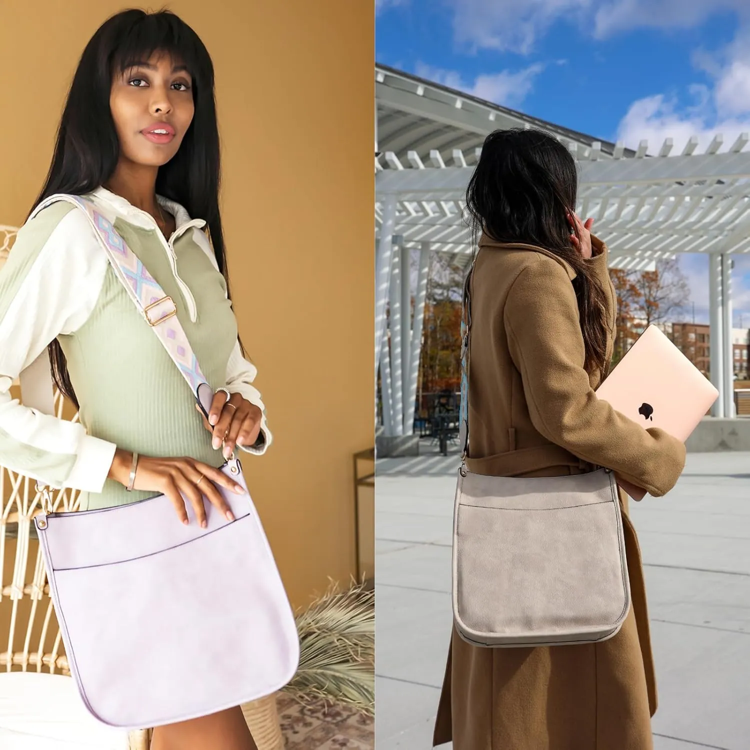 JEN & CO. Chloe - Vegan Leather Adjustable/Removable Guitar Strap - Women's Crossbody Handbag Purse