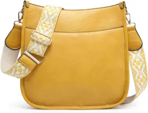JEN & CO. Crossbody Bags for Women Trendy Vegan Leather Hobo Purses Shoulder Handbags with Wide Adjustable Guitar Strap