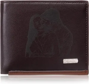 JewelOra Custom Photo Wallet for Men, Personalized Engraved Men's Photo Wallet, Customized PU Leather Wallet for Father's Day Birthday Christmas Gift for Husband, Dad, Son, Boyfriend(Brown-3)