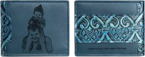 JewelOra Personalized Custom Wallet, Personalized Vintage Wallets for Men Engraved Leather Photo Wallet for Husband Dad Son Father's Day Gifts(Style 2, Blue)