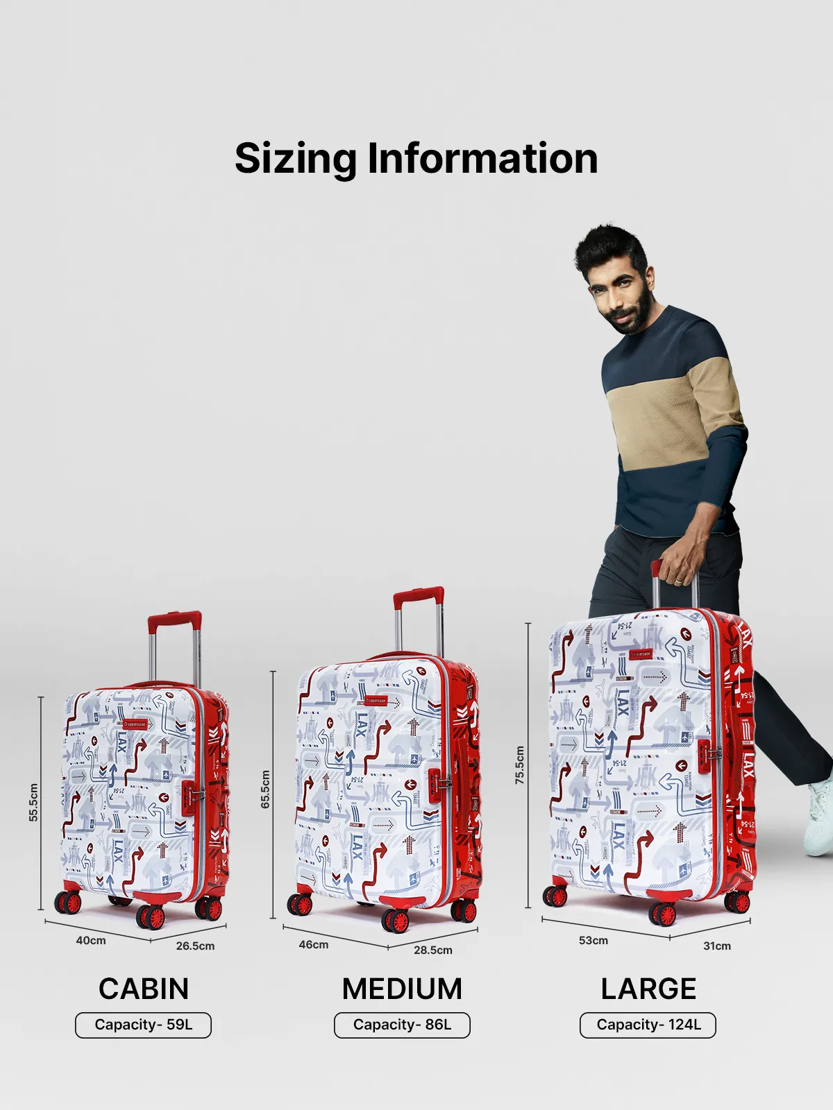 JFK Duo White and Red Set of 2 (S L) Trolley