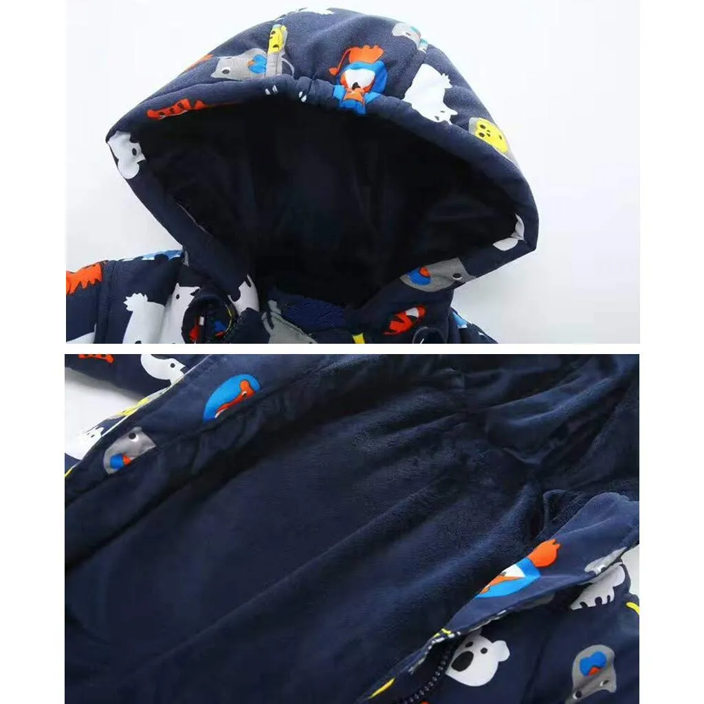 JiAmy Baby Hooded Romper Snowsuit with Gloves Booties Winter Outfits 9-12 Months