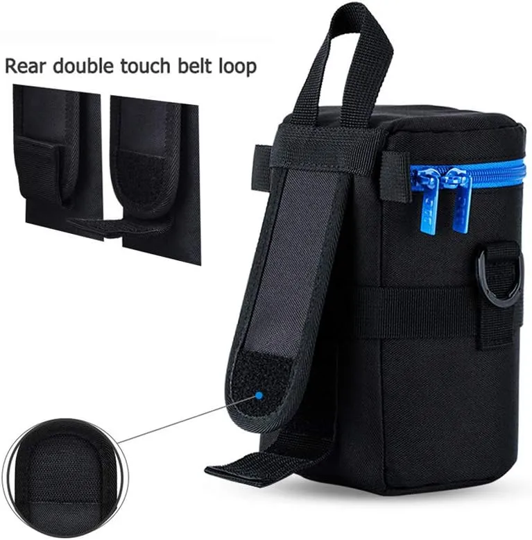 JJC Camera Lens Pouch Case for Canon EF 50mm f1.2 EF 24-70mm EF 70-300mm Tamron SP 70-300mm & More, Zipper Polyester Lens Protective Bag with Interior Size 3.9x6.5”