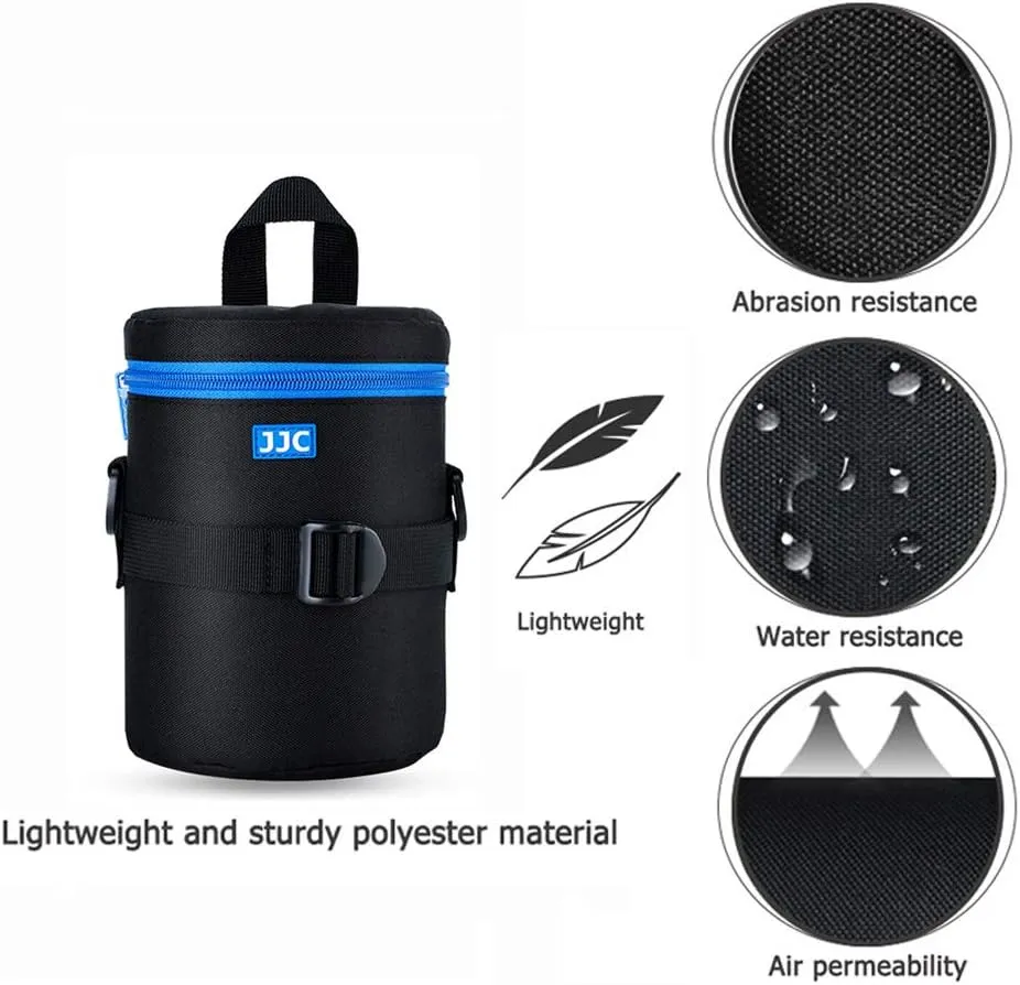 JJC Camera Lens Pouch Case for Canon EF 50mm f1.2 EF 24-70mm EF 70-300mm Tamron SP 70-300mm & More, Zipper Polyester Lens Protective Bag with Interior Size 3.9x6.5”