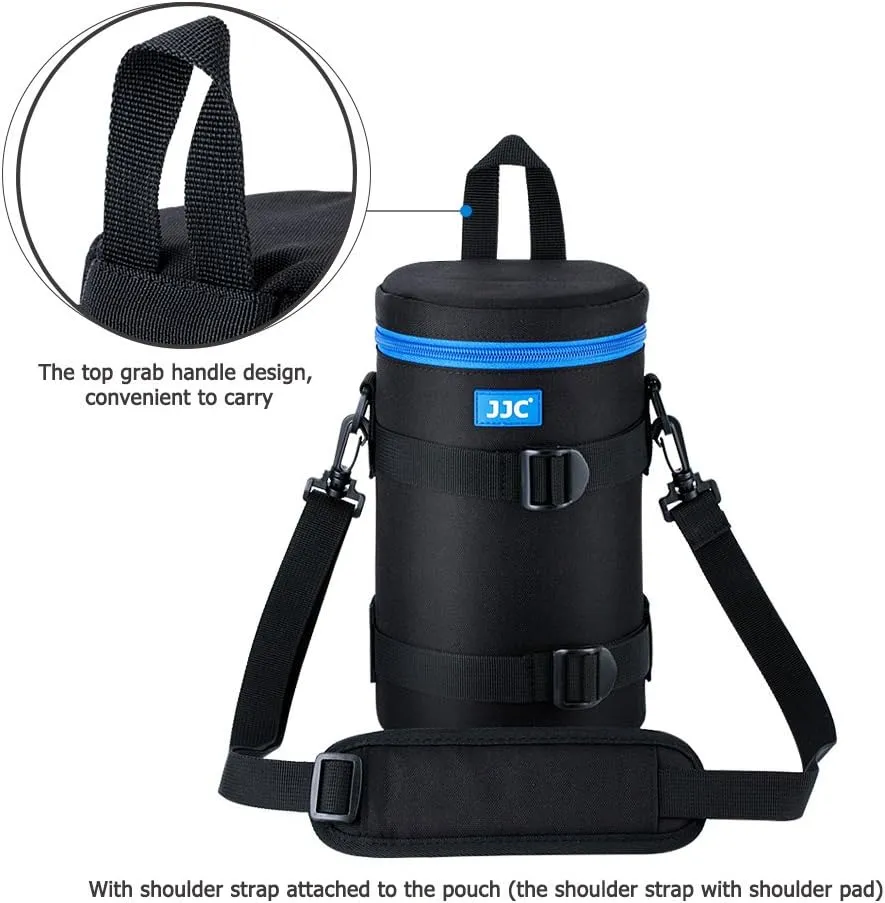 JJC Deluxe Lens Case Pouch Bag for Canon EF 100-400mm f4.5-5.6L is USM/EF 70-200mm f2.8L, RF 600mm f11 is STM, Nikon AF 80-200mm f2.8D/AF-S 70-200mm f/2.8G & More Lenses Below 4.3" x 8.8"(D x L)