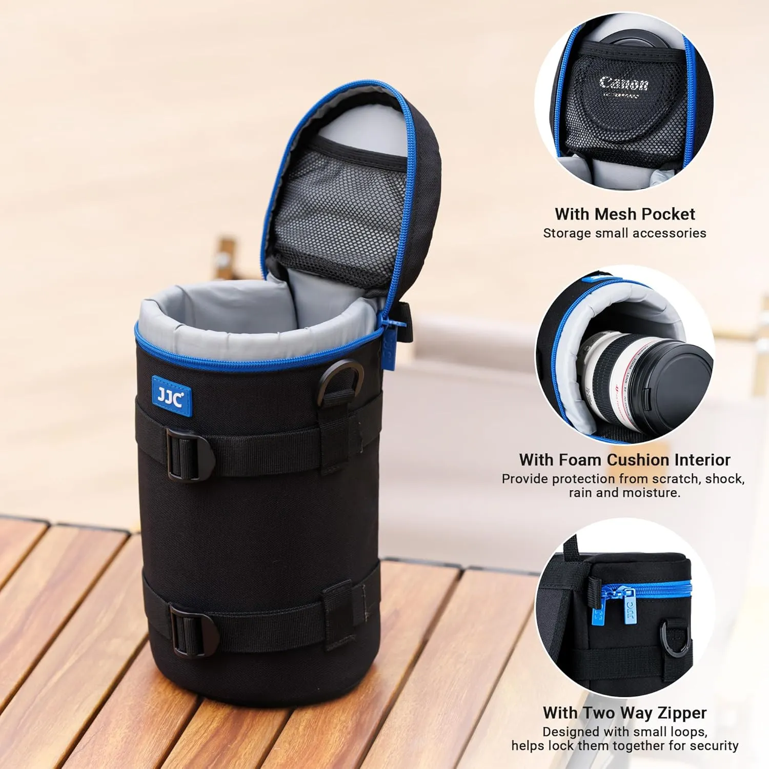 JJC Large Camera Lens Pouch Case Bag for Canon EF 100-400mm, 70-200mm f2.8 III II, 180mm f3.5L, RF 600mm f11, AF-S 80-200mm, 70-200mm f2.8G VR II and Other Lens Below 4.3 x 8.8(D x L)