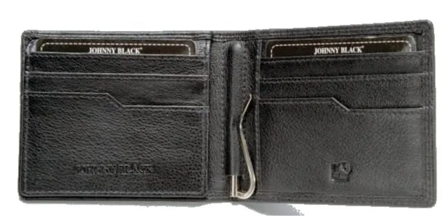 Johnny Black Chicago Money Clip Leather Wallet - RFID | Black