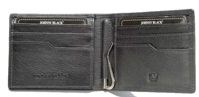 Johnny Black Chicago Money Clip Leather Wallet - RFID | Black