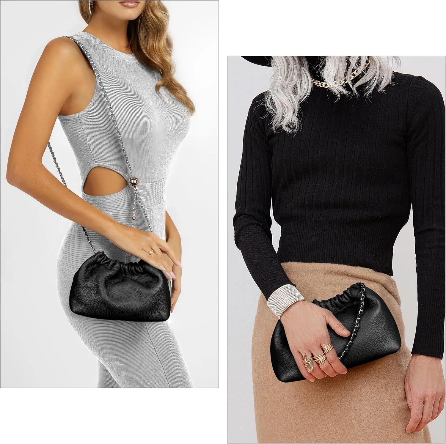 Joryin Trendy Dumpling Women's Crossbody Bag - Evening Clutch Vegan & Genuine Leather Hobo Cloud Purse