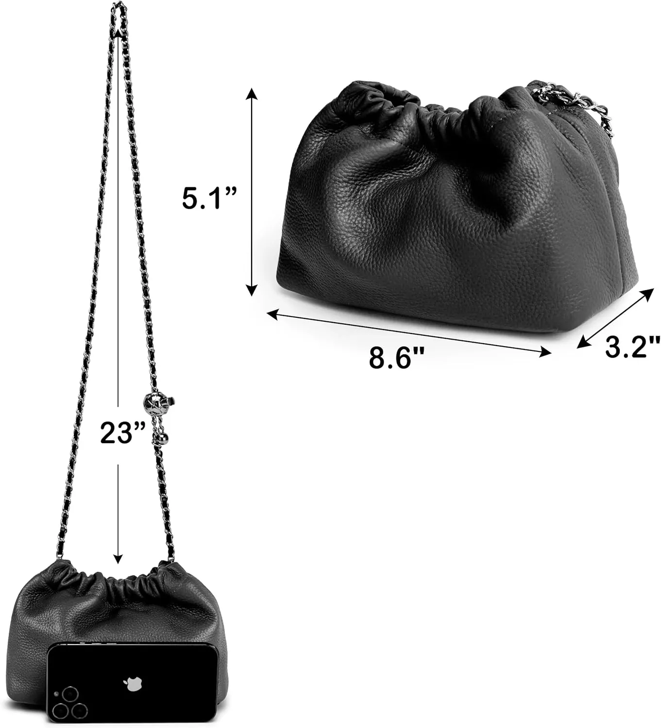 Joryin Trendy Dumpling Women's Crossbody Bag - Evening Clutch Vegan & Genuine Leather Hobo Cloud Purse