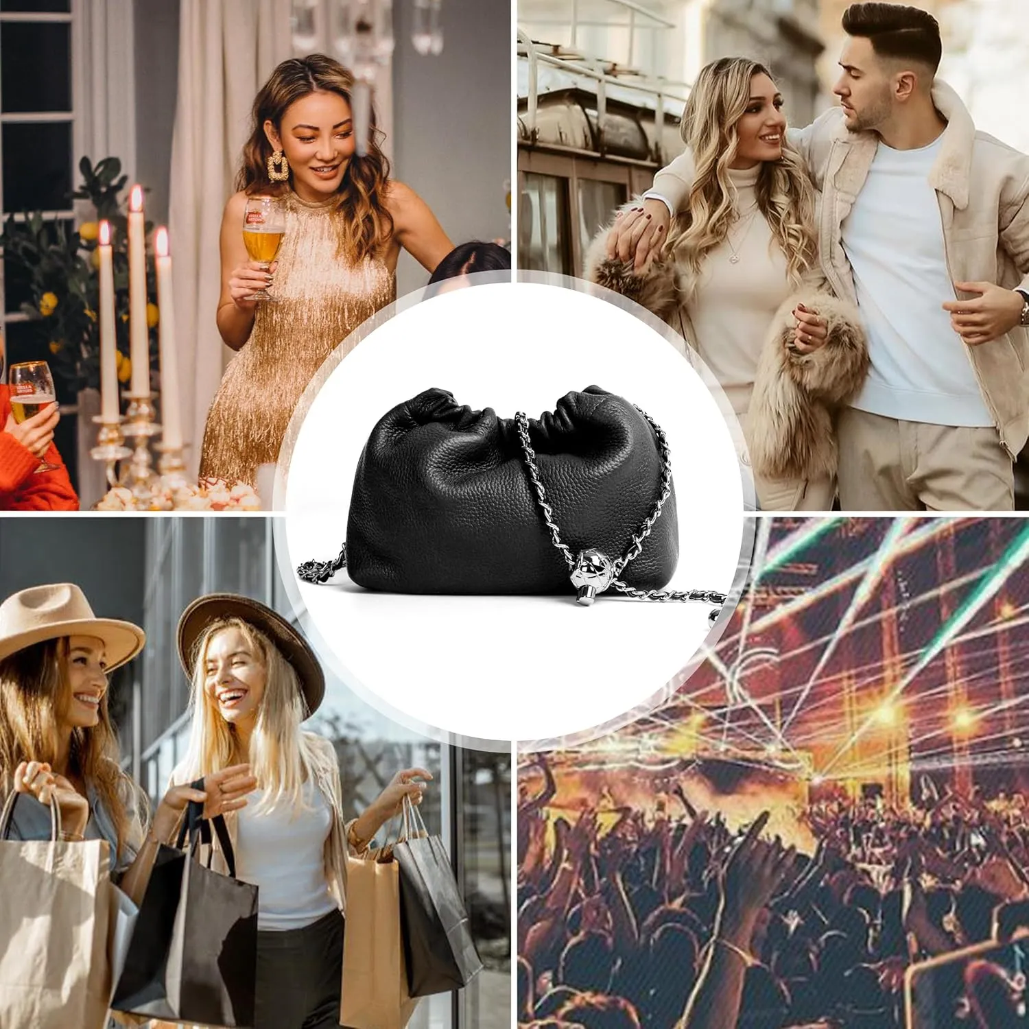 Joryin Trendy Dumpling Women's Crossbody Bag - Evening Clutch Vegan & Genuine Leather Hobo Cloud Purse