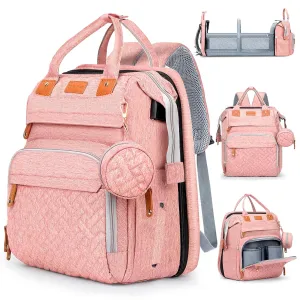 JOYCE Diaper Bag, with Diaper Changing Station, Multi-functional Large-capacity Diaper Bag Backpack, Best Gift for Newborns, Travel Essentials Diaper Bag Backpack (Pink)