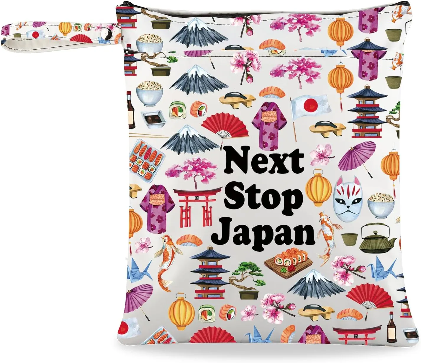 JXGZSO Japan Vacation Gift Next Stop Japan Wristlet Grocery Bag Japan Trip Clutch Bag Japan Lover Gift Asia Travel Gift