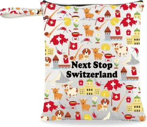 JXGZSO Switzerland Lover Gift Next Stop Switzerland Wristlet Grocery Bag Switzerland Trip Clutch Bag Switzerland Merch