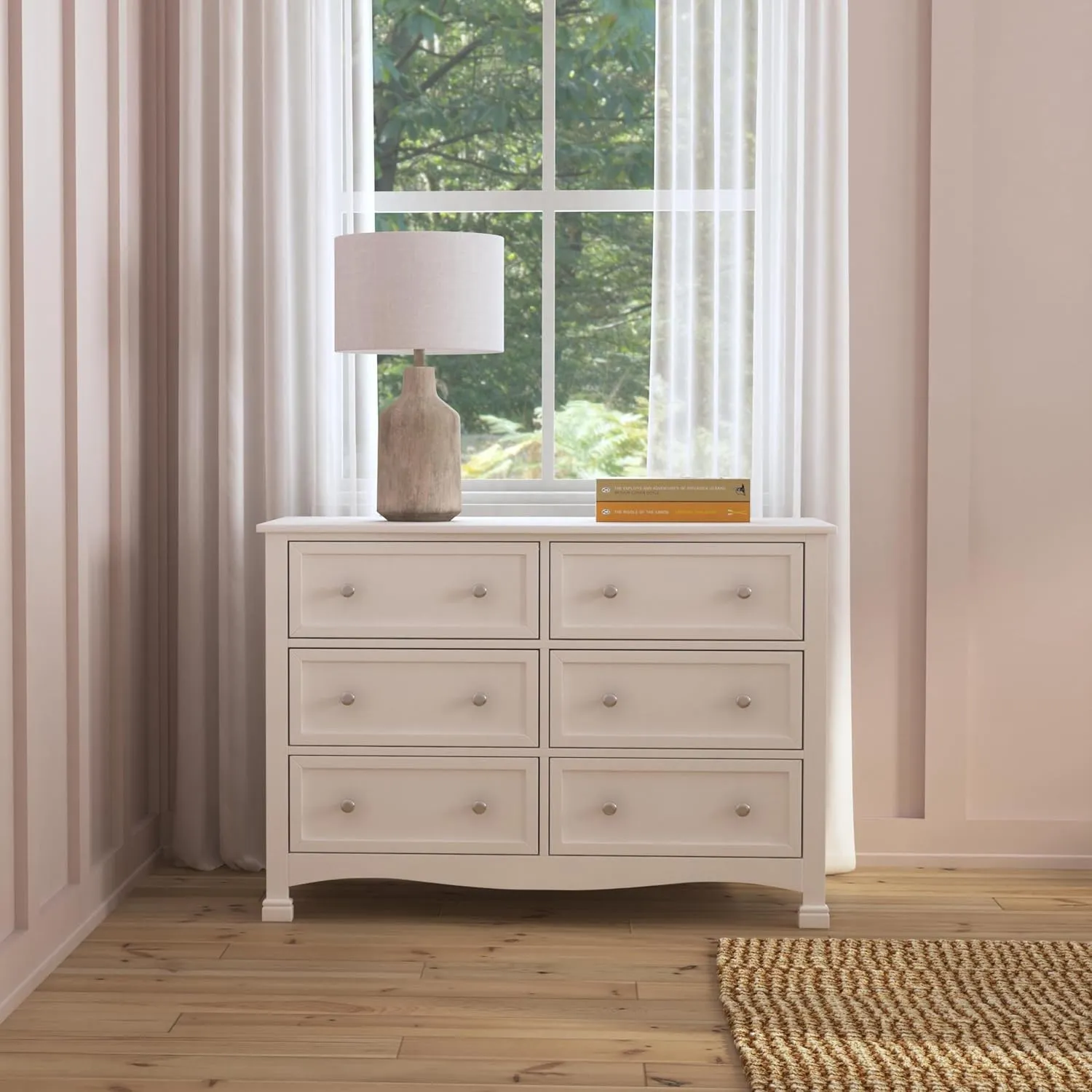 Kalani Baby Dresser for Nursery - GREENGUARD Gold Certified Wooden 6 Drawer Double Dresser - Kids Dresser for Boys and Girls - Multi-Purpose White Dresser for Bedroom, Living Room, and Hallway