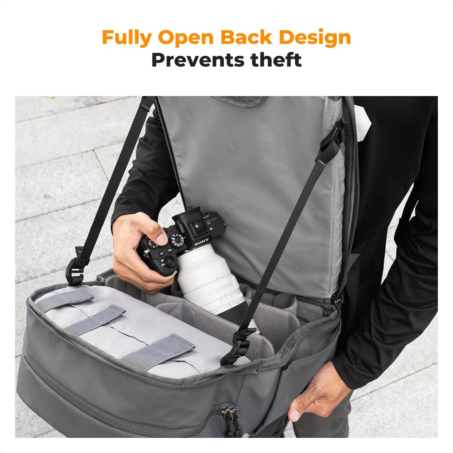 K&F Concept Camera Backpack, Camera Bags for Photographers Large Capacity Camera Case with Raincover,15-15.6 Inch Laptop Compartment Compatible for Canon/Nikon/Sony/DJI Mavic Drone