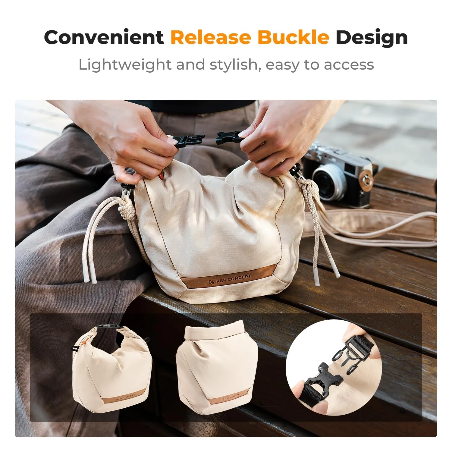 K&F Concept Camera Sling Bag Small Compact Case, Cute Soft Camera Pouch Handbag for Urban Street Photography